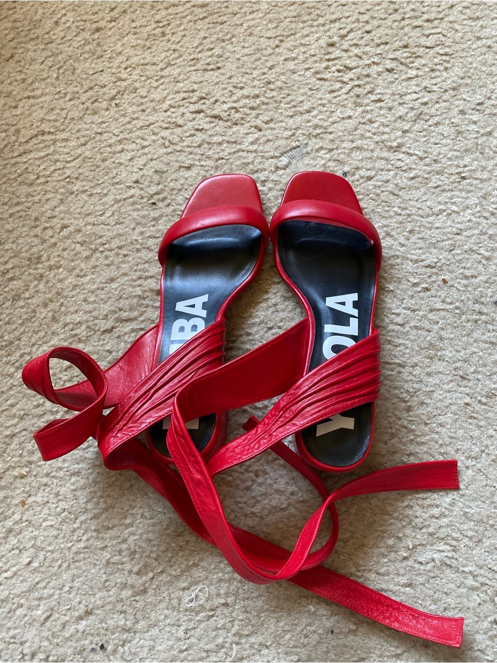 Bimba Y Lola Red Lace-Up Women’s Sandal with Square Toe size 40